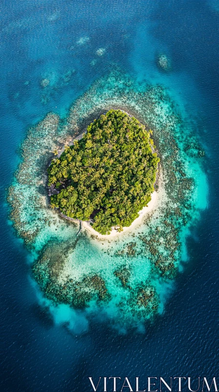 AI ART Aerial View of a Tropical Island Oasis