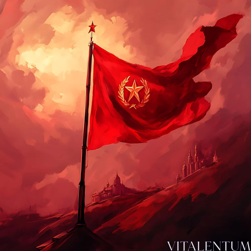 Emblematic Red Flag Art AI Image