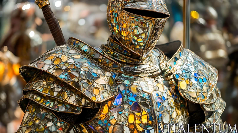 AI ART Intricate Mosaic Armor Sculpture