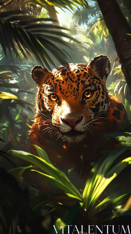 Tiger Prowling Through Jungle AI Image