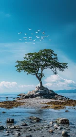 Isolated Tree on a Rocky Outcrop