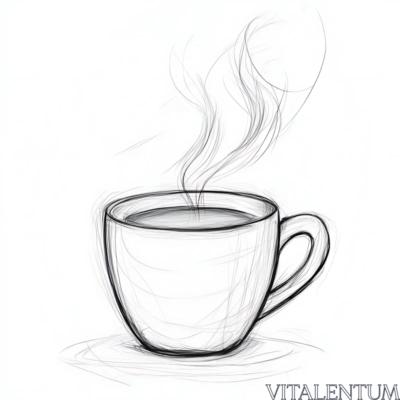 Minimalist Coffee Cup Line Drawing AI Image