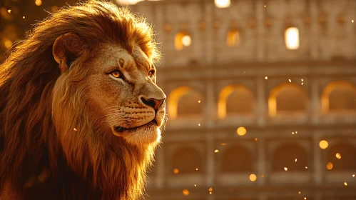 Majestic Lion and Ancient Colosseum