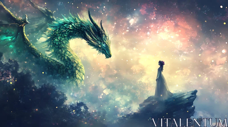 AI ART Celestial Dragon and Woman