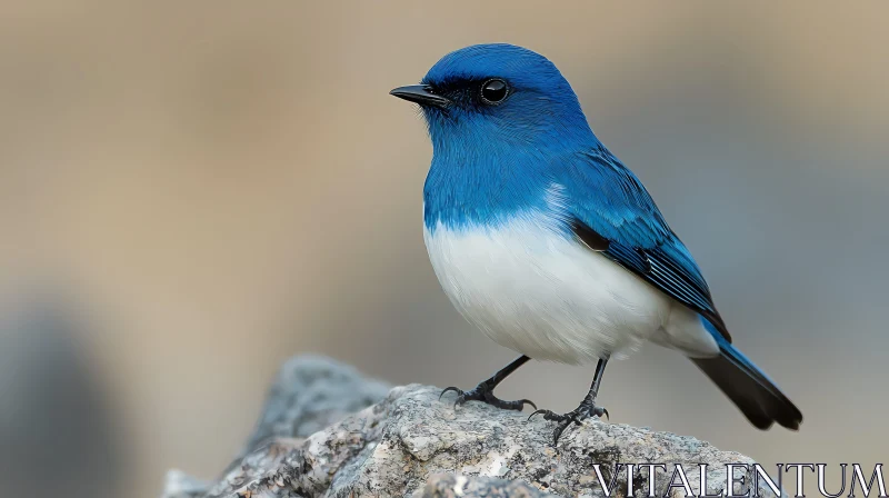 Vibrant Blue Bird on a Rock AI Image