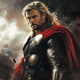 Man in Armor with Red Cape
