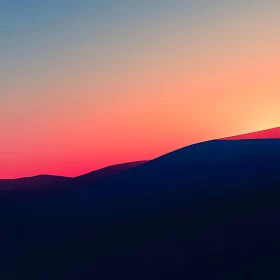 Gradient Sunset Mountain Landscape