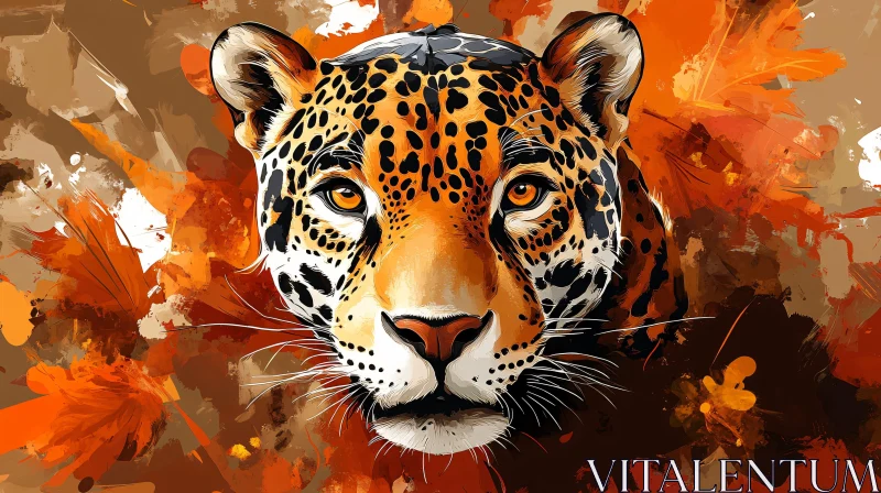 Leopard Art with Abstract Brushstrokes AI Image