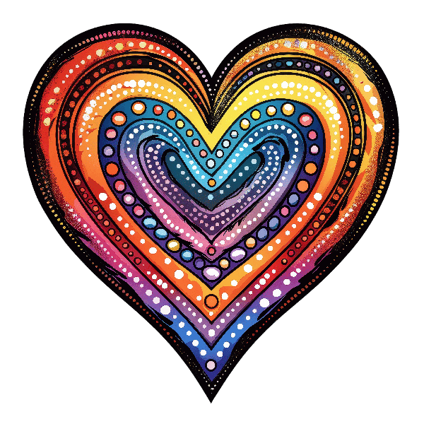 Rainbow Heart Dot Art POD Design