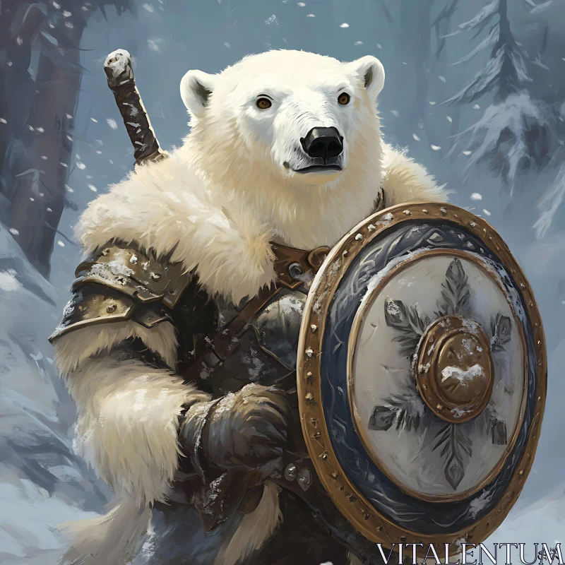 Armored Polar Bear Fantasy Art AI Image