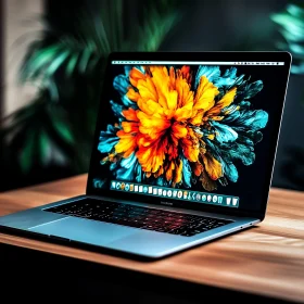 Modern Laptop Displaying Bright Floral Wallpaper