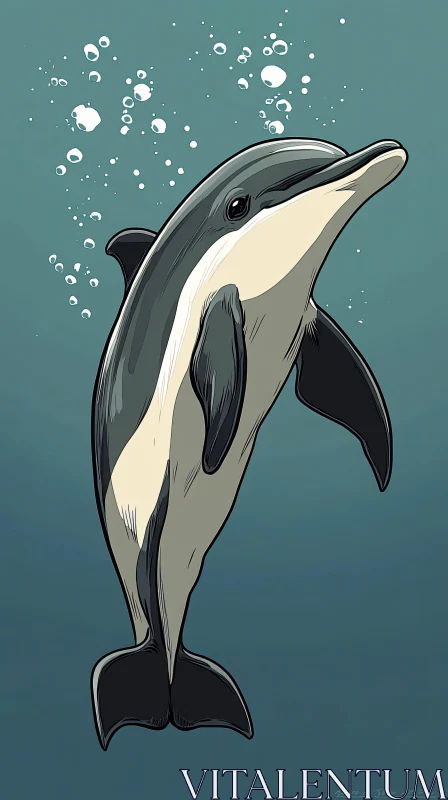 Oceanic Dolphin Art AI Image