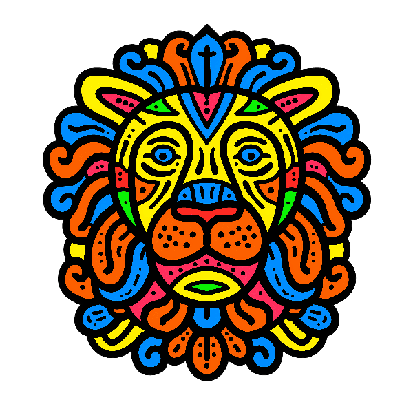 POD Design Colorful Lion Face Design