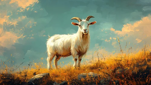 Wildlife Art: Goat on a Hill