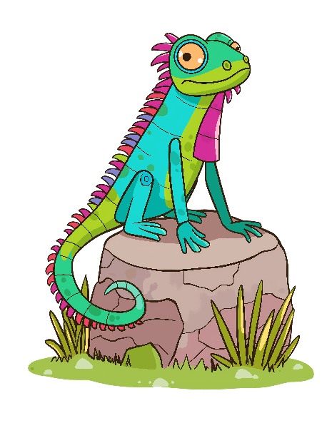 POD Design Colorful Cartoon Iguana T-Shirt Design