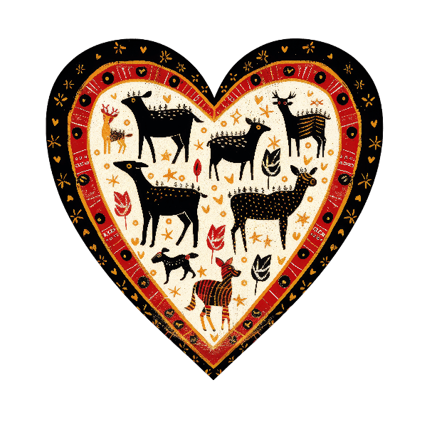 Ornamental Deer Heart T-Shirt Graphic POD Design