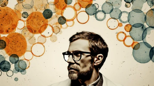 Captivating Artwork of a Man with Glasses and Beard