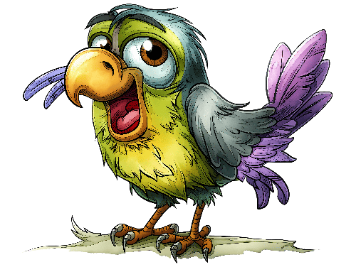 POD Design Cartoon Parrot on Transparent Background