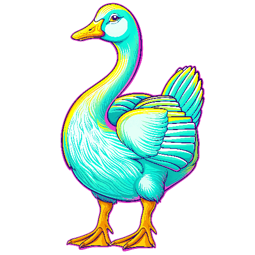 POD Design Colorful Cartoon Goose Illustration for Merchandise