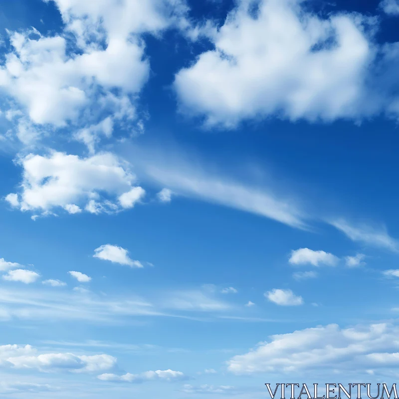 Serene Blue Sky with White Clouds AI Image