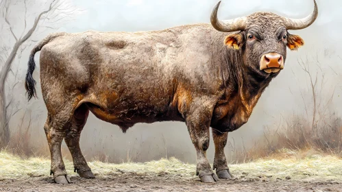Bull in Foggy Plains