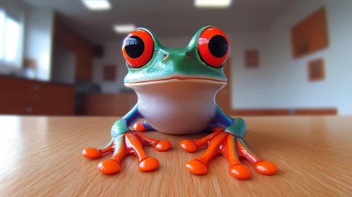 Vibrant Tree Frog on Wood