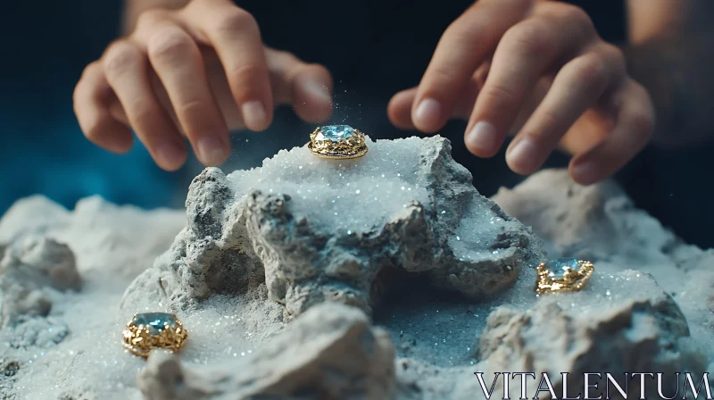 Luxury Gold Rings with Blue Stones AI Image