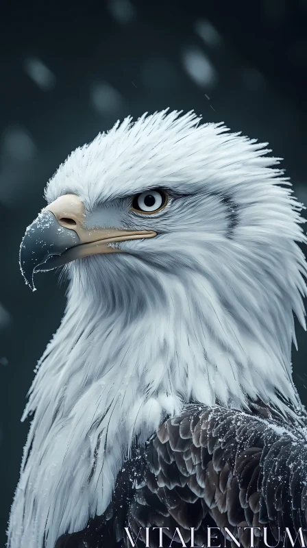 Eagle in Wintry Setting AI Image