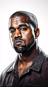 Detailed Kanye West Portrait Art