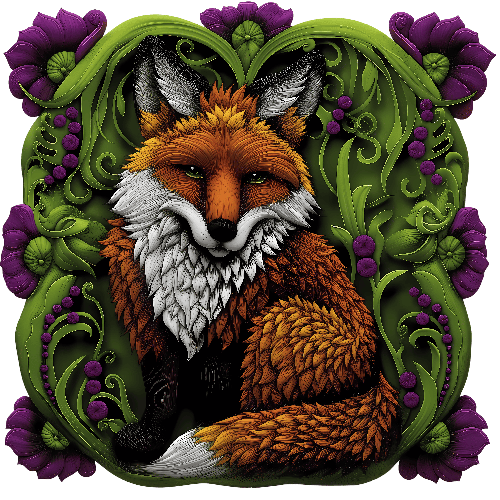 POD Design Elegant Fox T-Shirt Design with Floral Artistry