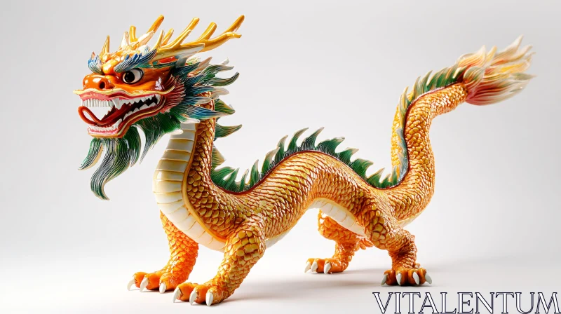 Majestic Golden Dragon Sculpture AI Image