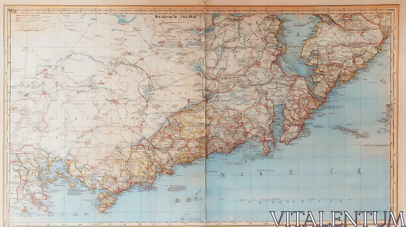 Antique Cartography of the Mediterranean Region AI Image