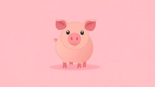 Cute Piglet Illustration in Pink Color