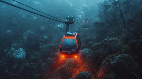 Gondola Ride up Tiamat Volcano in Melbourne: Atmospheric Woodland Imagery