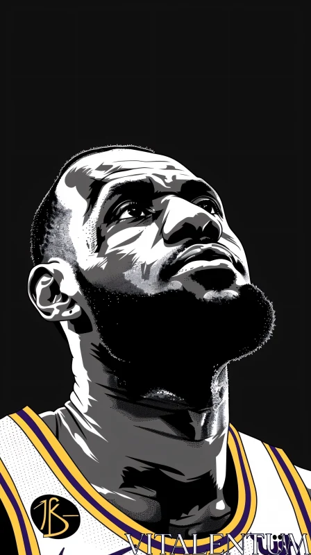 Monochromatic Art of LeBron James AI Image