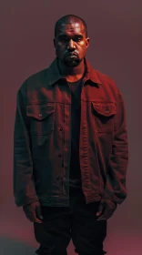 Kanye West in Dramatic Red Light Portrait