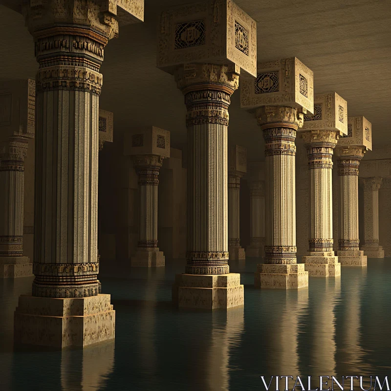 AI ART Submerged Temple: A Serene Architectural Vision