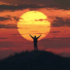 Sunset Silhouette on Hill