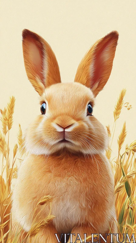 AI ART Golden Wheat and Playful Bunny