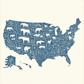 US Map with Native Animals
