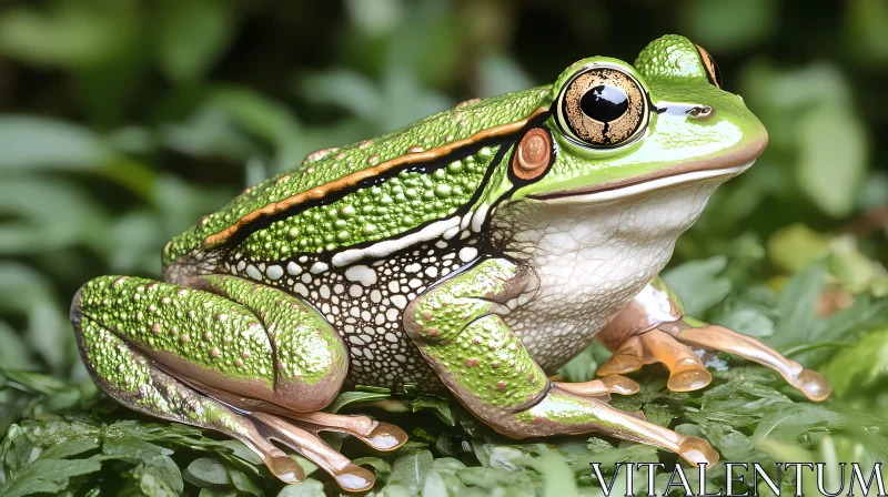 Green Frog Close-Up AI Image