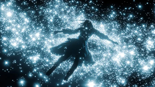 Starry Silhouette of a Woman
