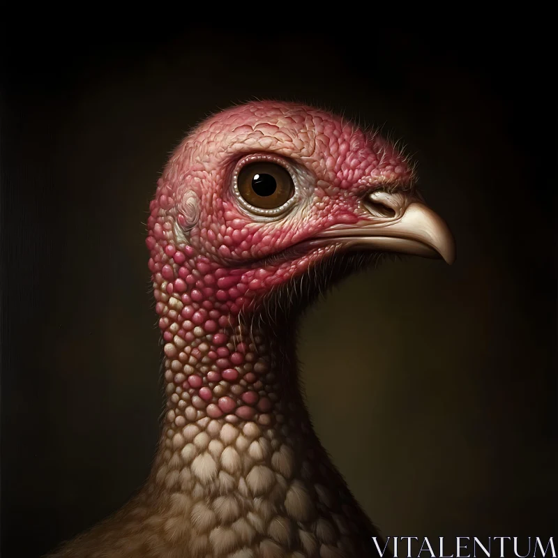 Detailed Turkey Headshot on Dark Background AI Image