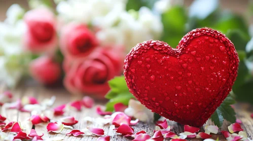 Romantic Heart with Floral Backdrop