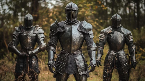 Medieval Knights in Forest Armor