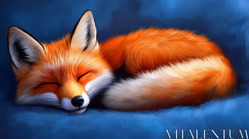 Peaceful Orange Fox Resting AI Image