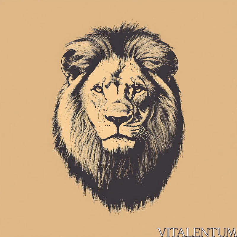 Lion Head Illustration AI Image