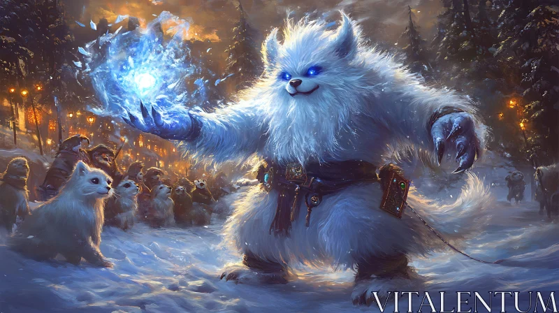 AI ART Winter Magic Monster Conjuring Ice Orb