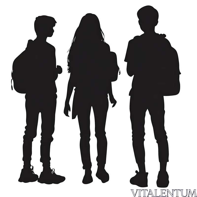 AI ART Teenage Students Silhouette