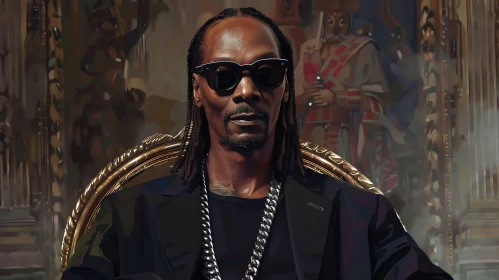 Regal Portrait of Snoop Dogg in Black Sunglasses